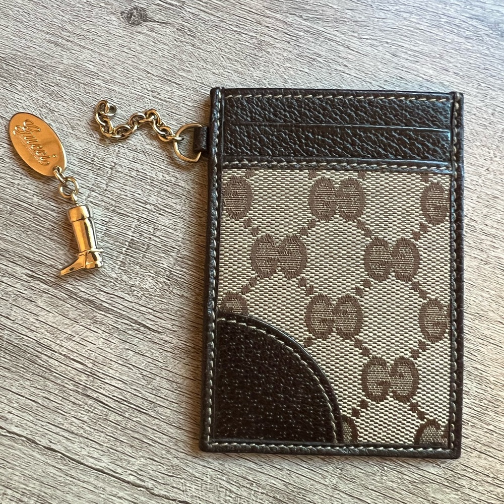 Gucci card holder with boot charm